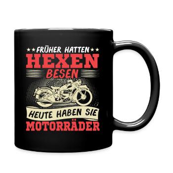 Lustiges Geschenk Bikerin Motorradfahrerin - Tasse einfarbig - Schwarz - Rechts