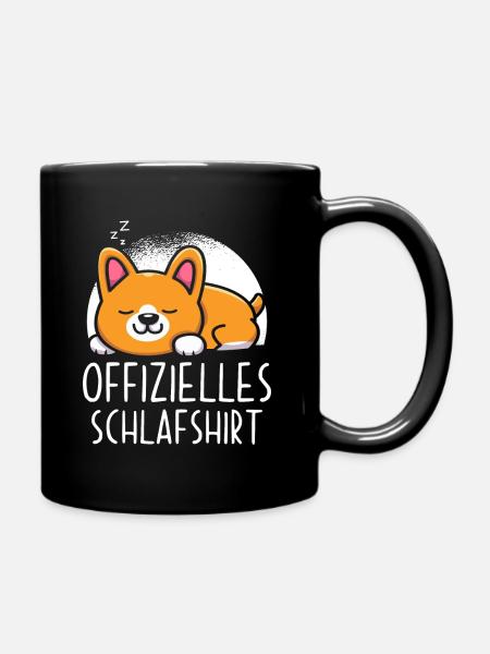 Offizielles Schlafshirt Hund - Tasse einfarbig - Schwarz