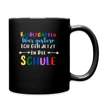 Schulanfang Schulbeginn Erstklässler 1. Schultag - Tasse einfarbig - Schwarz - Rechts