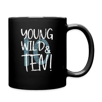 Young Wild and nine 10th birthday - Full Colour Mug - black - Right
