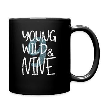 Young Wild and nine 9th birthday - Full Colour Mug - black - Right
