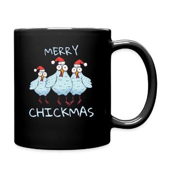 Merry Chickmas - Tasse einfarbig - Schwarz - Rechts