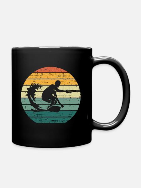 Retro Wakeboard Sunset Wakeboarder Wakeboarding - Full Colour Mug - black