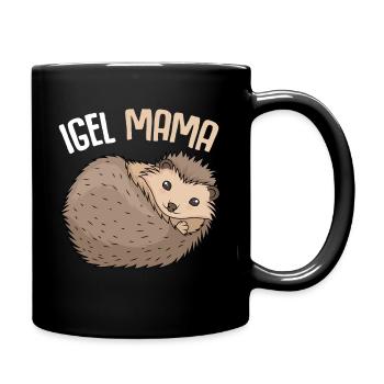 Igel Mama Mutter Muttertag Damen - Tasse einfarbig - Schwarz - Rechts