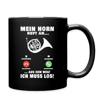 Hornist Telefon Horn Waldhorn Anruf Musiker - Tasse einfarbig - Schwarz - Rechts