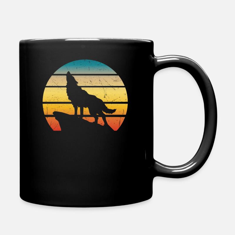 Retro Wolf - Full Colour Mug - black