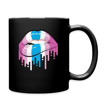 Lip Bite Femboy Wimp LGBTQ Pride Lips - Full Colour Mug - black - Right