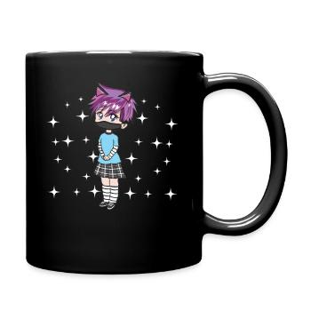 Kawaii Chibi Anime Boy Femboy LGBT Aesthetic - Tasse einfarbig - Schwarz - Rechts