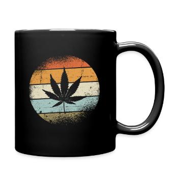 Cannabis Retro - Tasse einfarbig - Schwarz - Rechts