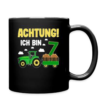 Traktor 7. Geburtstag Weg frei ich bin schon 7 - Tasse einfarbig - Schwarz - Rechts