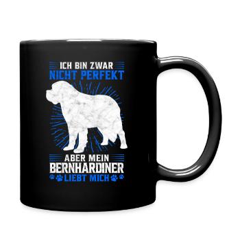 Mein Bernhardiner liebt mich Schweizer Hund Spruch - Tasse einfarbig - Schwarz - Rechts