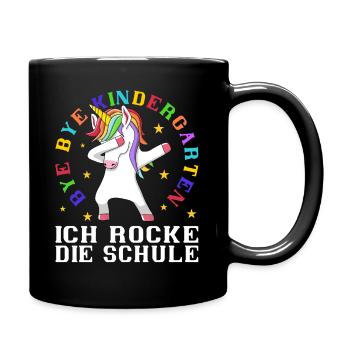 Bye Bye Kindergarten ich rocke die Schule - Tasse einfarbig - Schwarz - Rechts