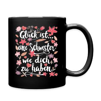 Beste Schwester - Tasse einfarbig - Schwarz - Rechts