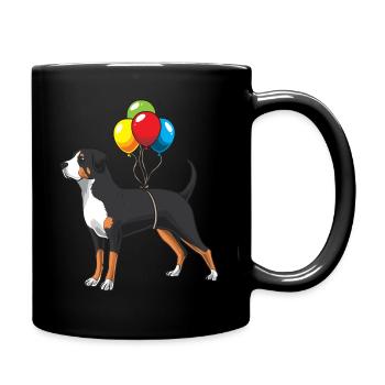 Großer Schweizer Sennenhund Hund mit Luftballons - Tasse einfarbig - Schwarz - Rechts