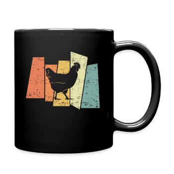 Retro Chicken I Chicken Farmer - Full Colour Mug - black - Right