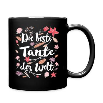 Beste Tante - Tasse einfarbig - Schwarz - Rechts