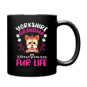 Yorkshire Oma Hund Hunde Haustier Terrier Yorkie - Tasse einfarbig - Schwarz - Rechts