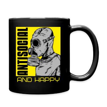 Asozial und glücklich - Tasse einfarbig - Schwarz - Rechts
