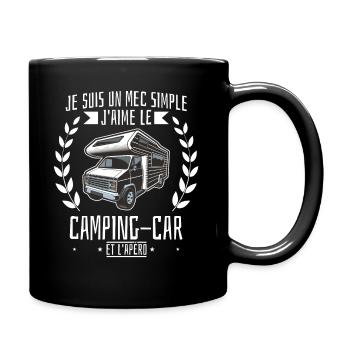 J'aime le camping car et l'apéro Caravane Camping - Tasse einfarbig - Schwarz - Rechts