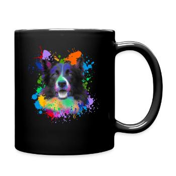 Border Collie Chien amoureux des animaux Chiens Peinture à l’eau - Mug uni - noir - Droite