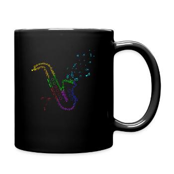 Saxophone rétro Notes de musique Instrument de musique - Mug uni - noir - Droite
