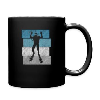 Taucher Geschenk Retro Taucher Tauchen - Tasse einfarbig - Schwarz - Rechts