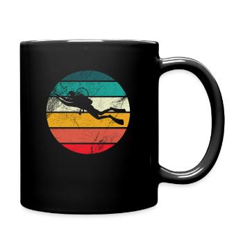Taucher Geschenk Retro Taucher Tauchen - Tasse einfarbig - Schwarz - Rechts