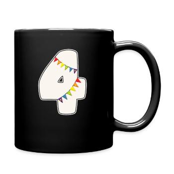 4 anniversaire 4 ans nombre 4 fille arc-en-ciel - Mug uni - noir - Droite
