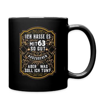 63. Geburtstag Geschenk Birthday Bursdag Jahrgang - Tasse einfarbig - Schwarz - Rechts