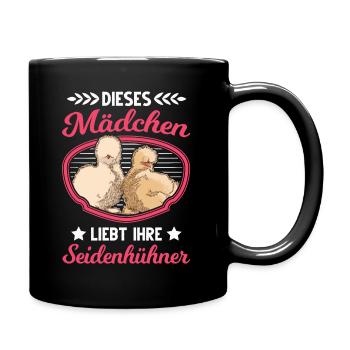 Dieses Mädchen liebt ihre Seidenhühner Seidenhuhn - Tasse einfarbig - Schwarz - Rechts