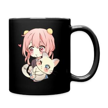 Anime und Katzen für Teen Manga kawaii Grafik - Tasse einfarbig - Schwarz - Rechts