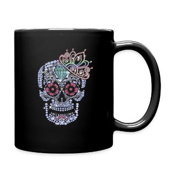Mexikanischer Schädel - Tasse einfarbig - Schwarz - Rechts