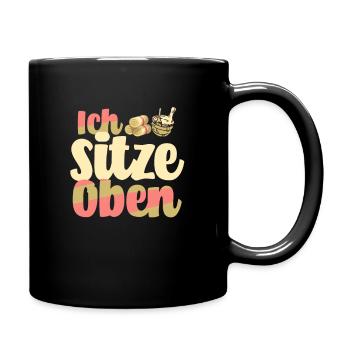 Sauna ich sitze oben - Tasse einfarbig - Schwarz - Rechts