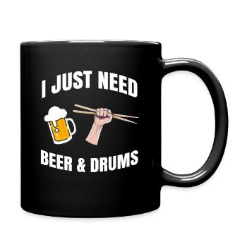 Batterie musique batteur groupe cadeau drumset - Mug uni - noir - Droite