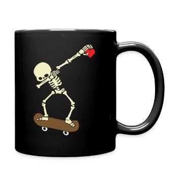 Skeleton Skateboard Dabbing Skate Skeleton Heart - Mug uni - noir - Droite