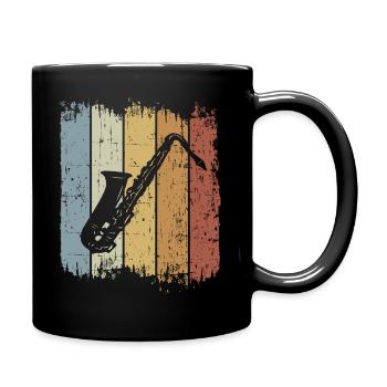 Retro Saxophone Musician Saxophonist Jazz Music - Full Colour Mug - black - Right