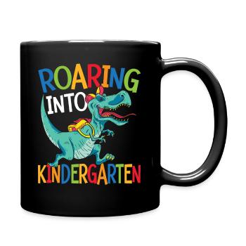 Brüllen In Den Kindergarten Dinosaurier - Tasse einfarbig - Schwarz - Rechts