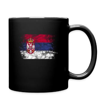Serbien Flagge Grunge Vintage Nationalfarben - Tasse einfarbig - Schwarz - Rechts