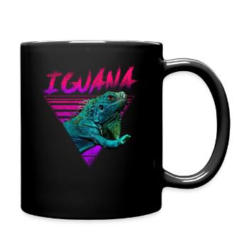 Iguana 80'S Vaporwave - Tasse einfarbig - Schwarz - Rechts