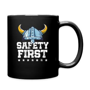 Schutzhelm Sicherheit Erstes schützendes Wikingergeschenk - Tasse einfarbig - Schwarz - Rechts