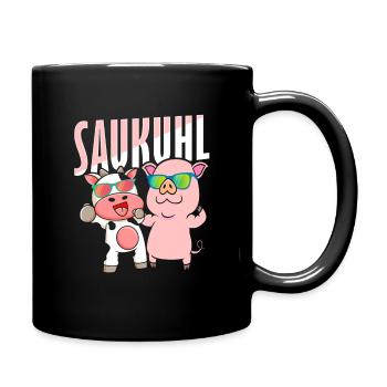 Kuh Schwein Sau Spruch Kinder - Tasse einfarbig - Schwarz - Rechts