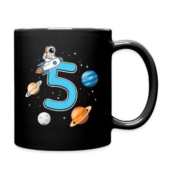 Birthday 5 years astronaut rocket 5th birthday boy - Tasse einfarbig - Schwarz - Rechts