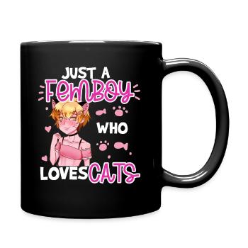 Just A Femboy Who Loves Cats Anime Boy Cat Amant - Mug uni - noir - Droite