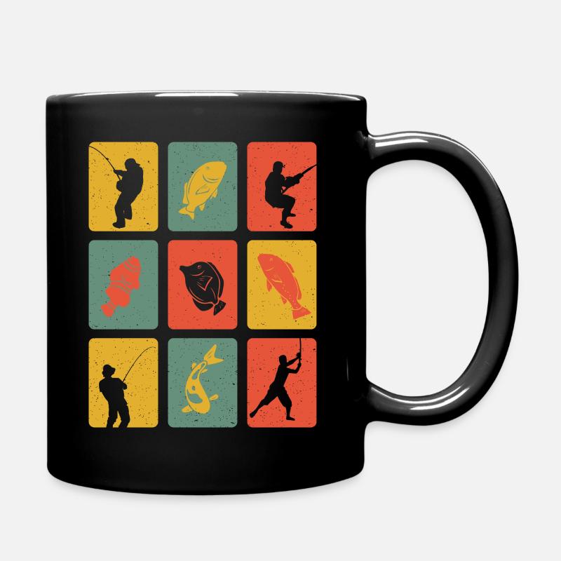 Retro Pêcher Vintage Pêche Pêche Canne - Mug uni - noir