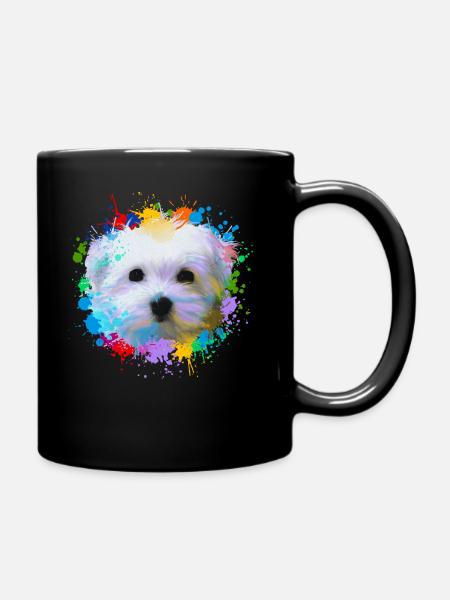 Malteser Tierliebhaber Hunde Wasserfarbe Water Art - Tasse einfarbig - Schwarz