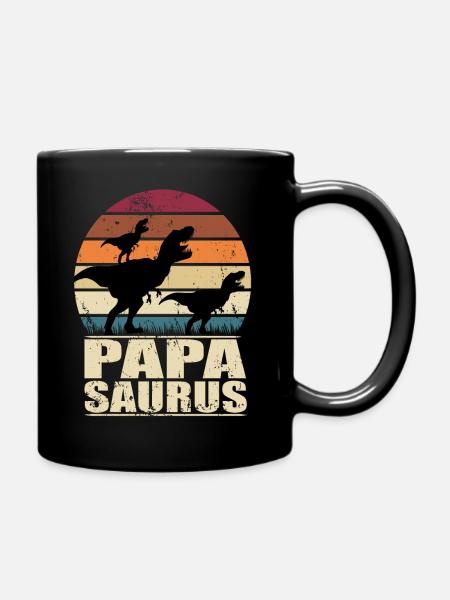 Papasaurus T-Rex Dinosaurier Familien Dino Vater - Tasse einfarbig - Schwarz