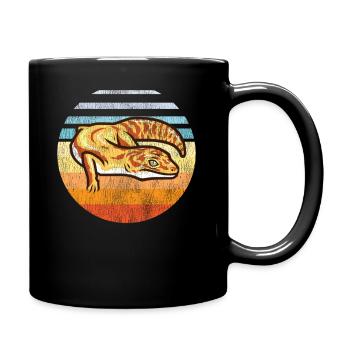 Leopard Gecko Retro Vintage Sunset - Tasse einfarbig - Schwarz - Rechts
