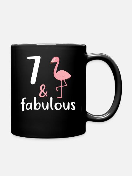 7. Geburtstag Mädchen Shirt, 7 und fabelhaft - Tasse einfarbig - Schwarz