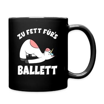 Ballerina Ballet Unicorn - Too Fat For Ballet - Full Colour Mug - black - Right