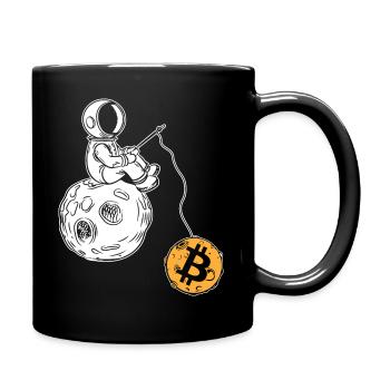 Astronaut Fishing Moon Bitcoin Crypto currency - Full Colour Mug - black - Right